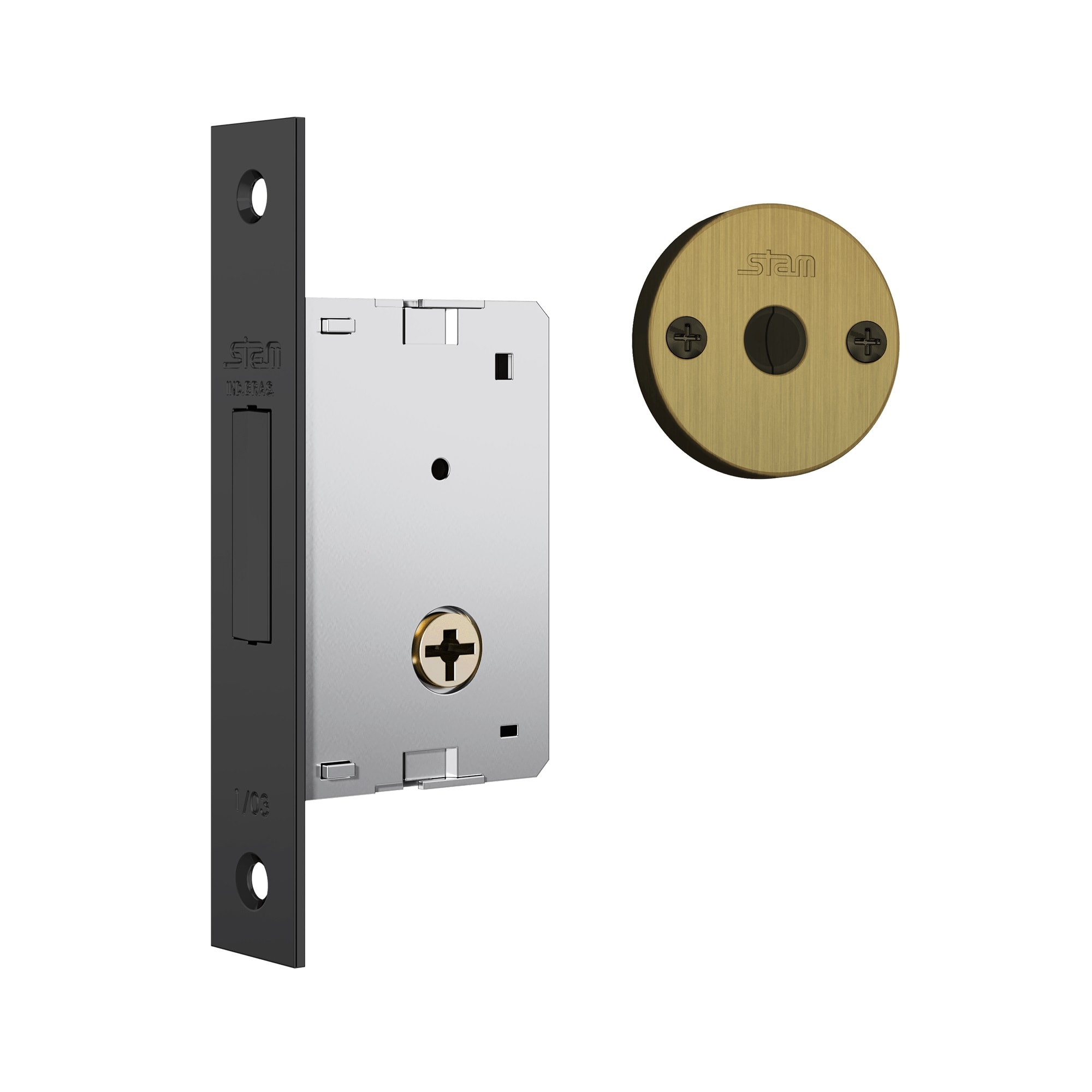 Fechadura de Porta Externa Trava Extra Stam 1001 Oxidado - 10875