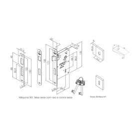Fechadura de Porta Interna Pado Ascot RQ2 Cromado Acetinado - 54025120