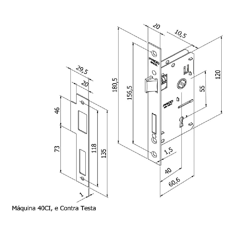 Fechadura de Porta Interna Pado Concept 401-40CI - 54022123
