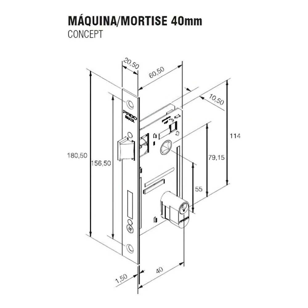 Fechadura de Porta Interna Pado Concept Preto Acetinado 419-40CI - 54027680