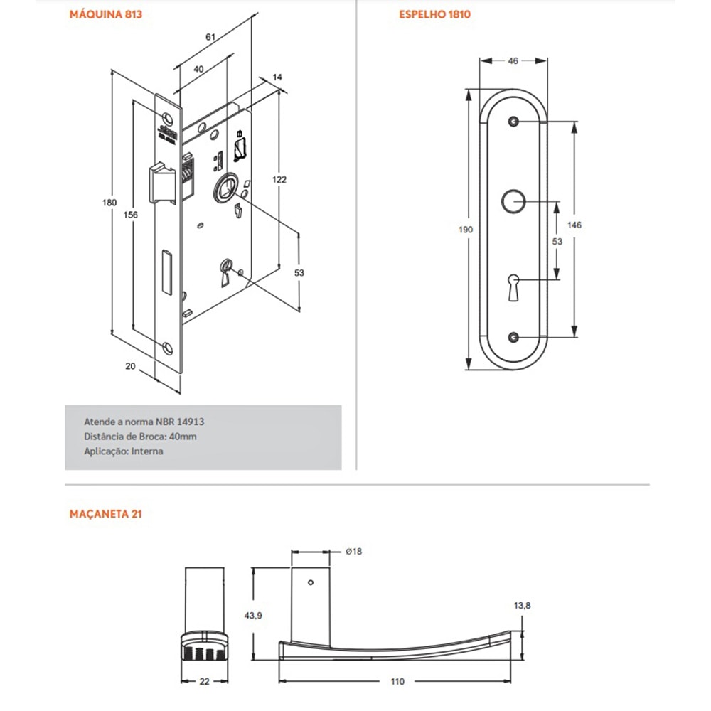 Fechadura de Porta Interna Stam 1810/21 40mm Oxidado - 11334