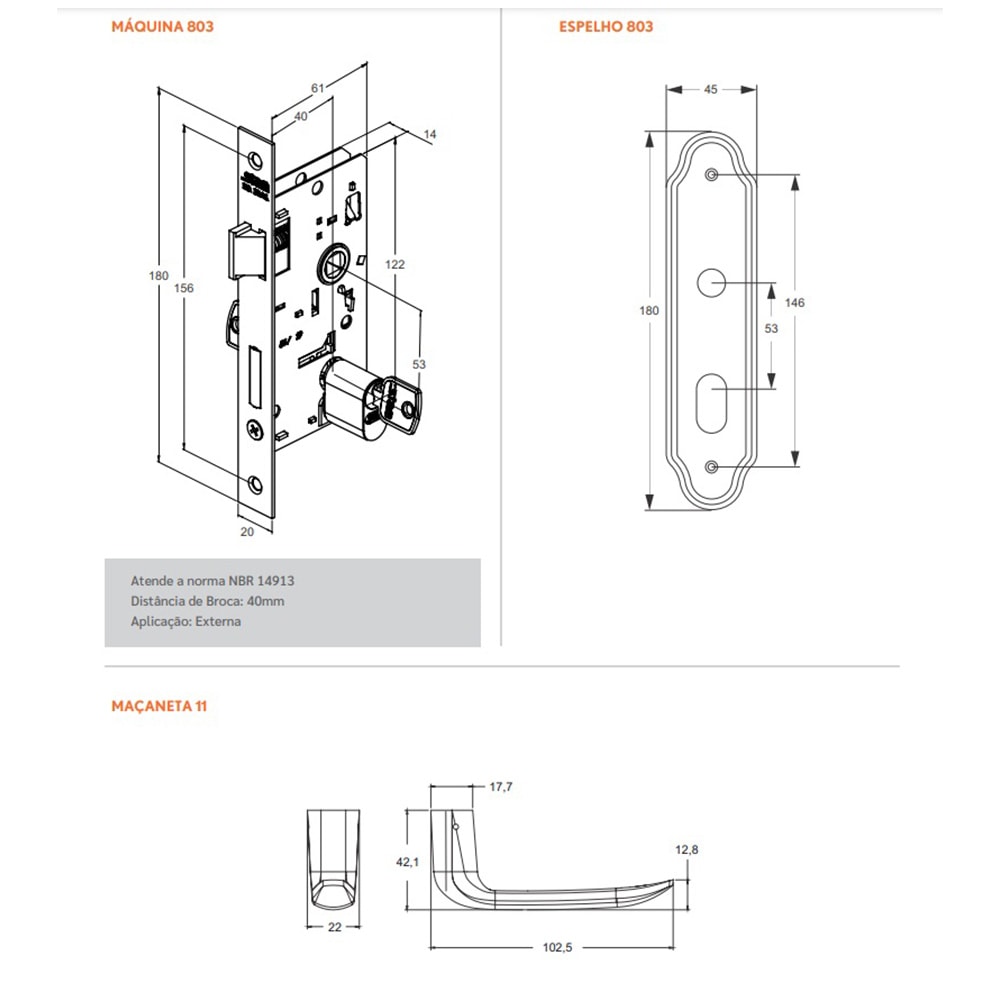 Fechadura de Porta Interna Stam Fano 813/11 40mm Oxidado - 33248
