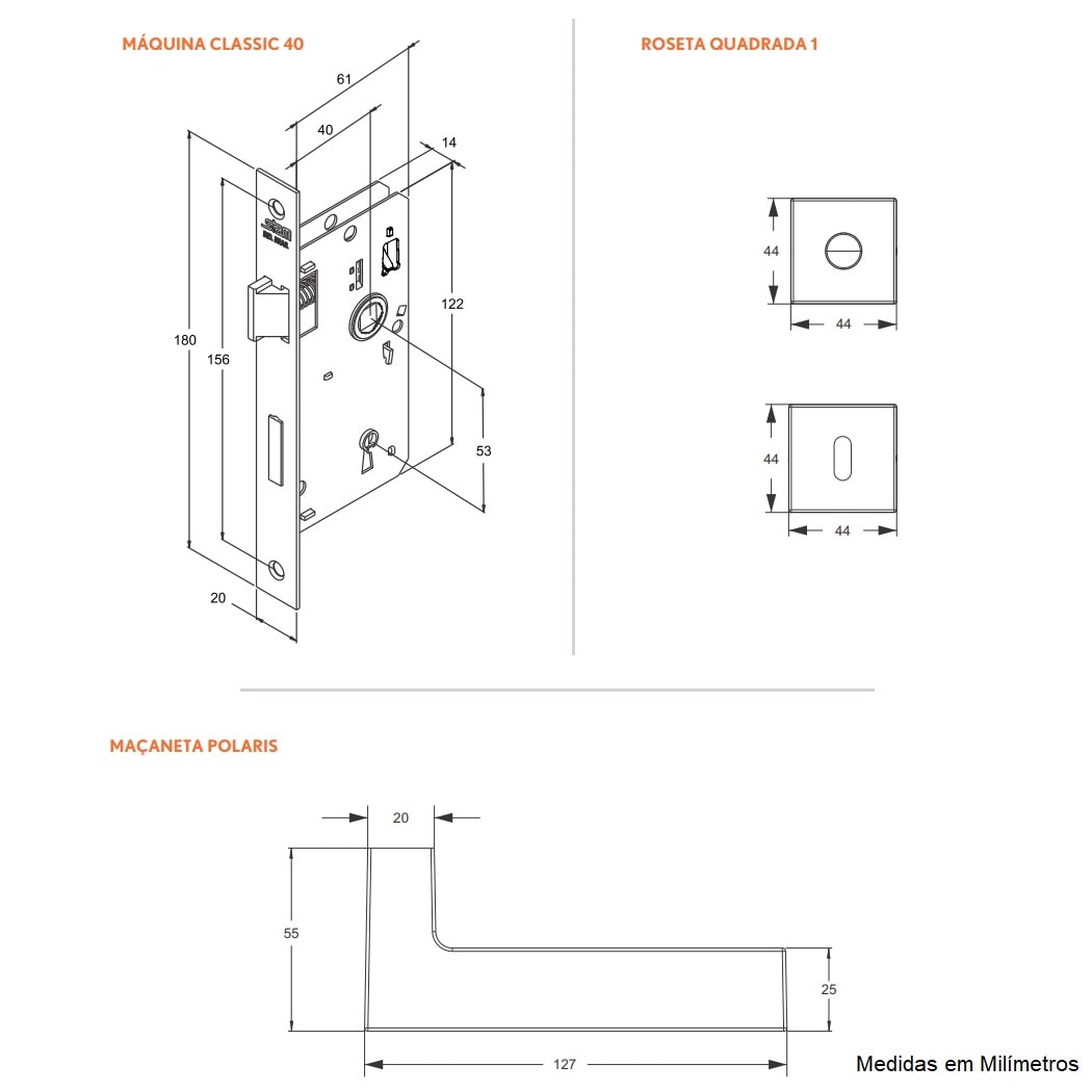 Fechadura de Porta Interna Stam Polaris 40mm Inox Polido - 38230