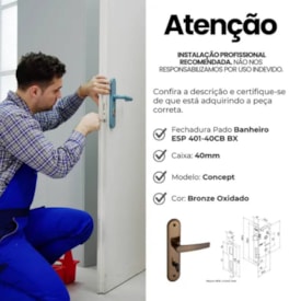 Fechadura de Porta para Banheiro Pado Concept 401-40CB - 54021532