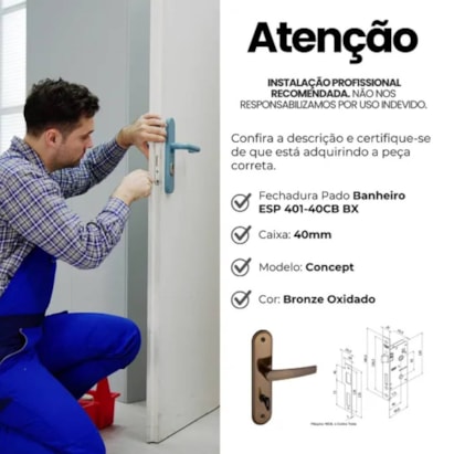 Fechadura de Porta para Banheiro Pado Concept 401-40CB - 54021532