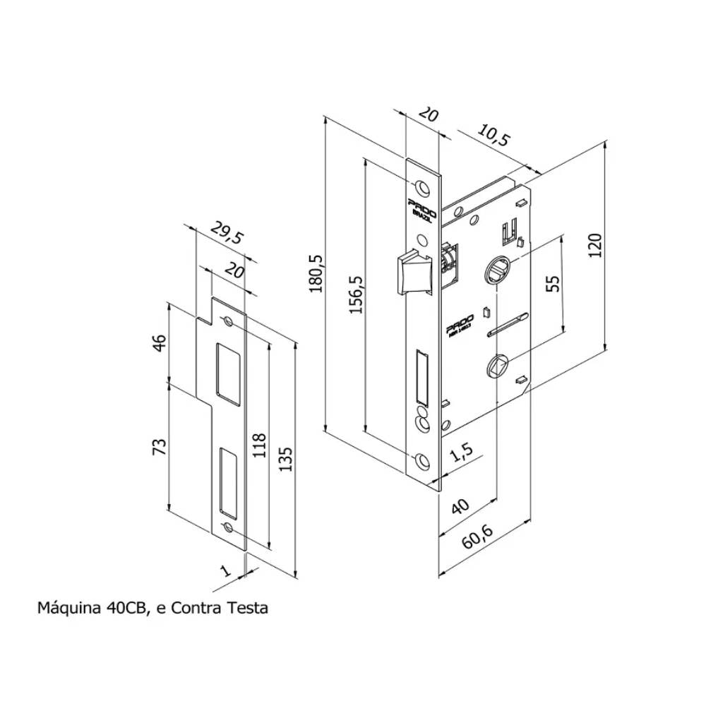 Fechadura de Porta para Banheiro Pado Concept 401-40CB - 54021532