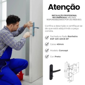 Fechadura de Porta para Banheiro Pado Concept 401-40CB - 54025912