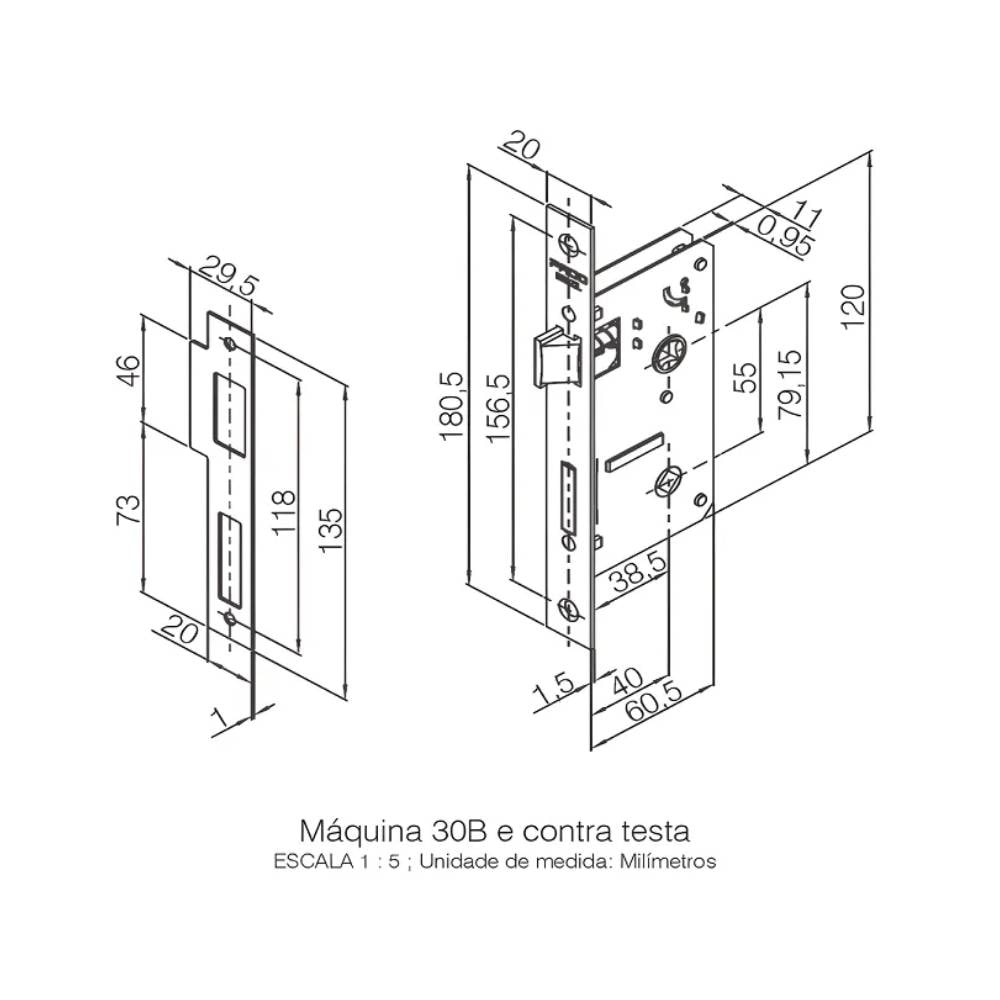 Fechadura de Porta para Banheiro Pado Concept 401-40CB - 54025912