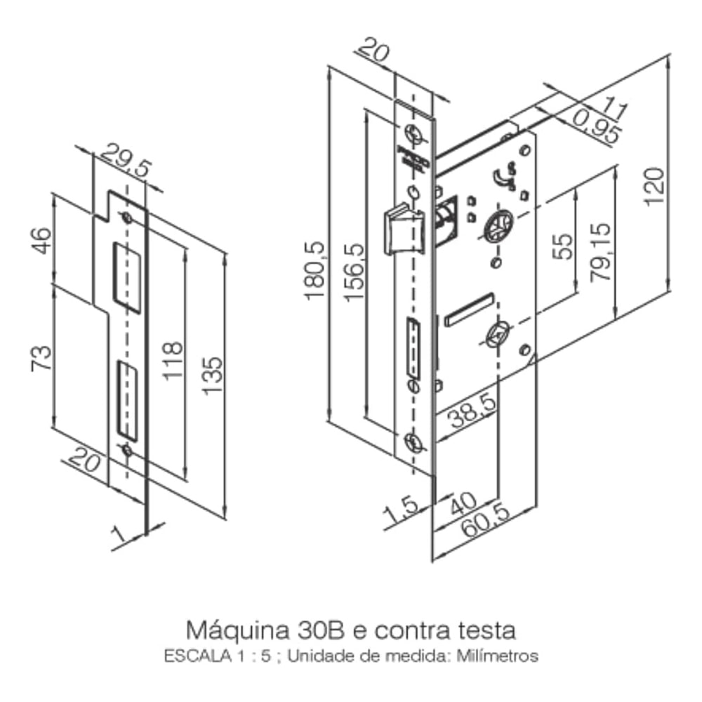 Fechadura de Porta para Banheiro Pado Concept 40mm RQ1 Cromado