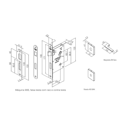 Fechadura de Porta para Banheiro Pado Sara 40mm RQ3 Cromado - 54024014