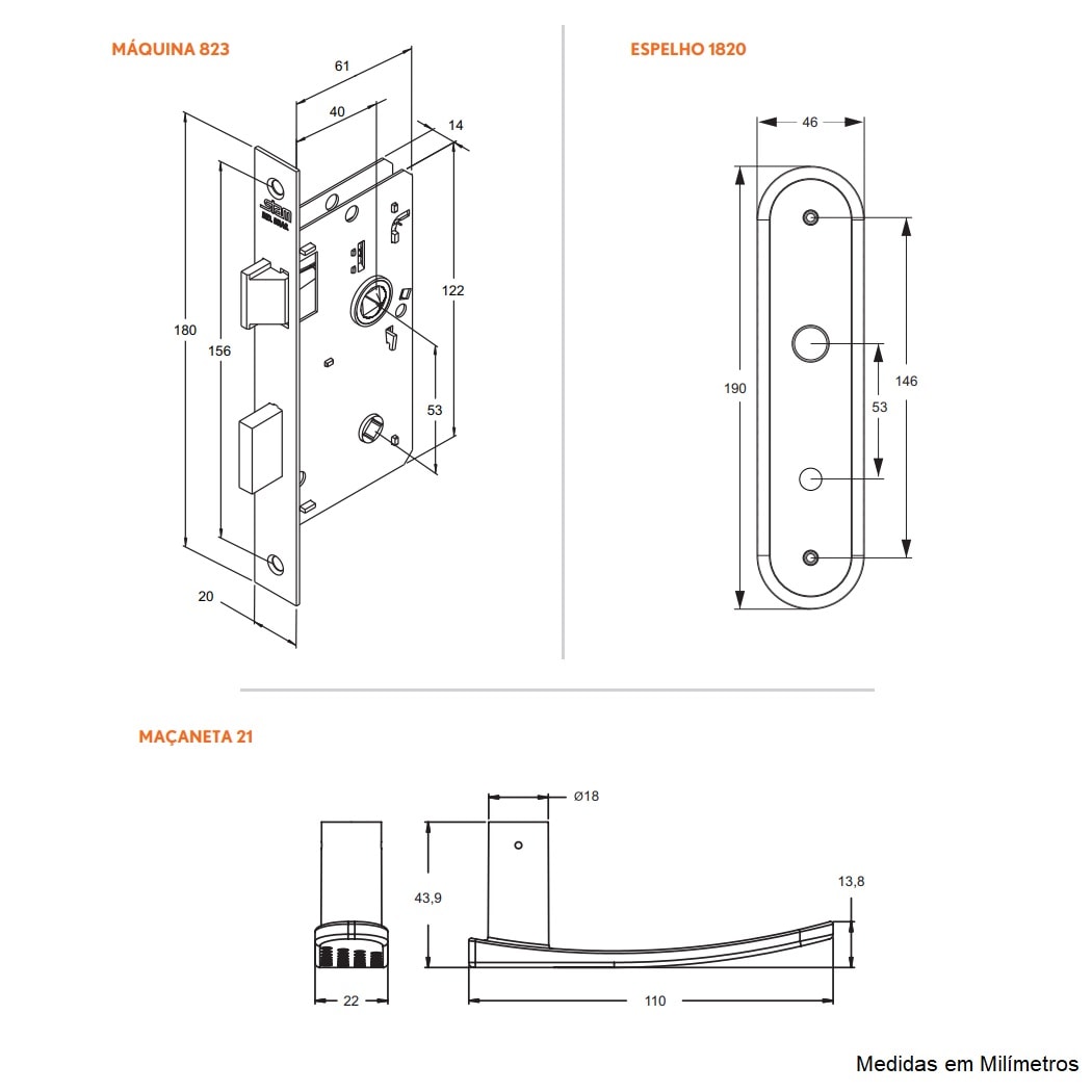 Fechadura de Porta para Banheiro Stam Novara 1820/21 40mm Inox - 11350