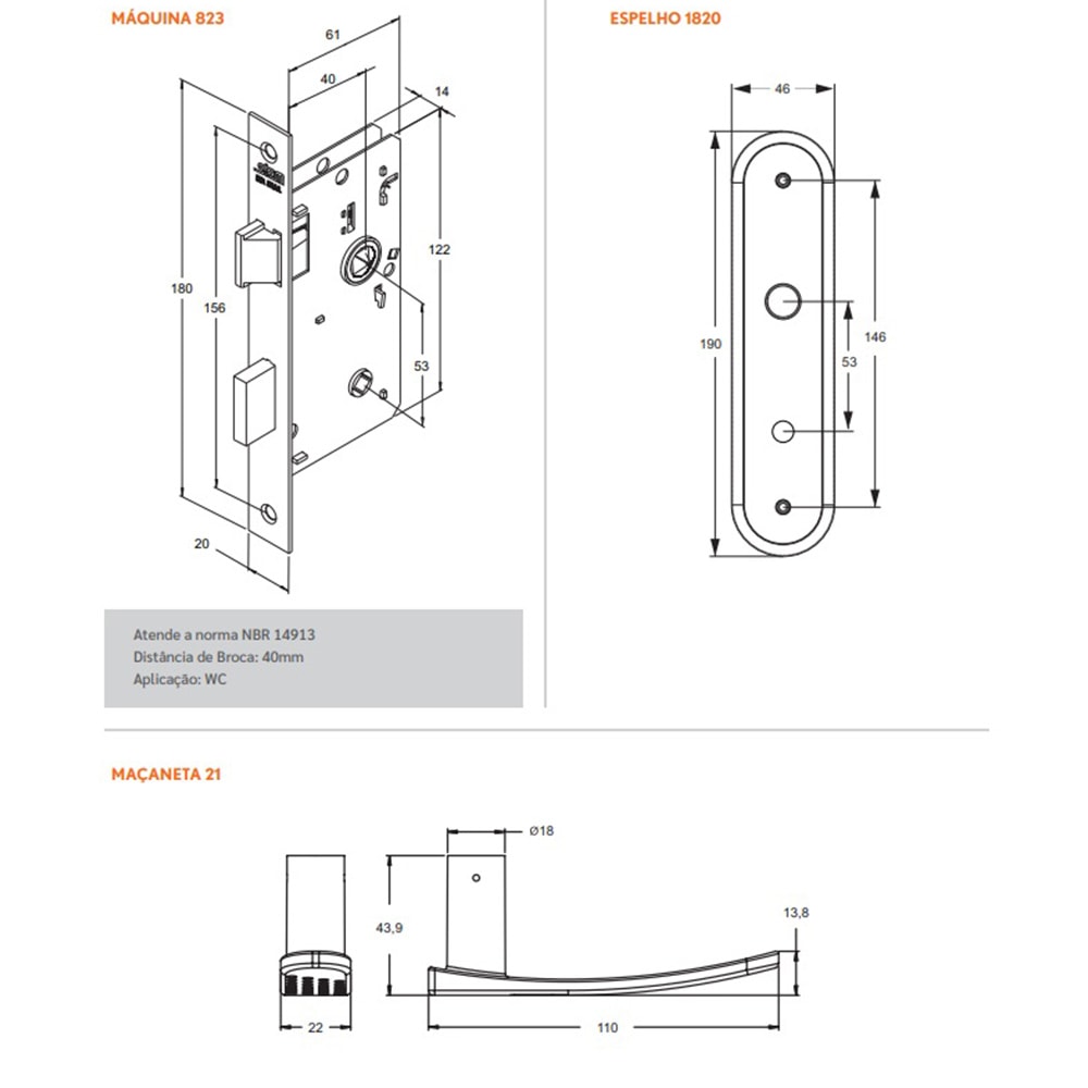 Fechadura de Porta para Banheiro Stam Novara 1820/21 40mm Oxidado - 11352