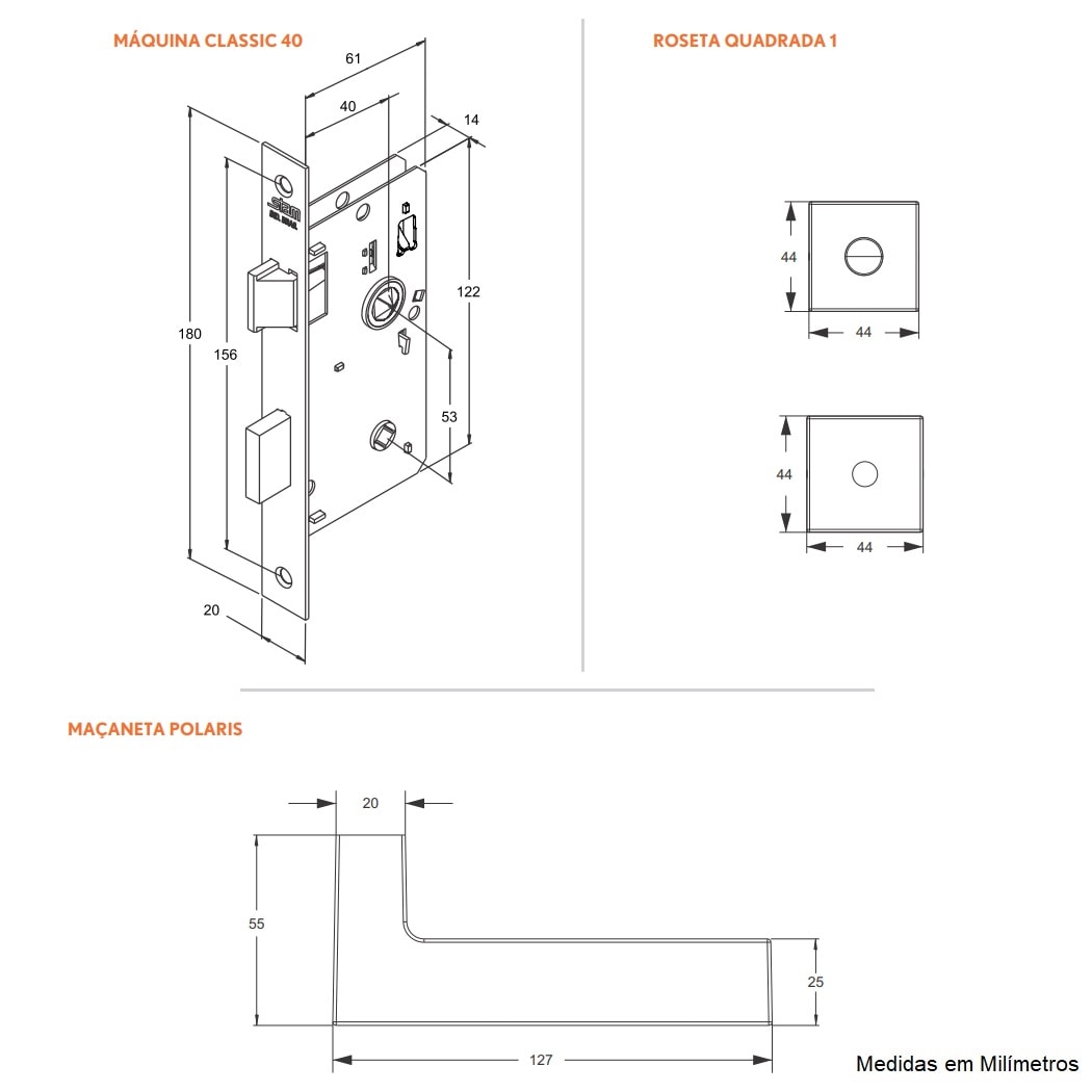 Fechadura de Porta para Banheiro Stam Polaris 40mm Inox Polido - 38231