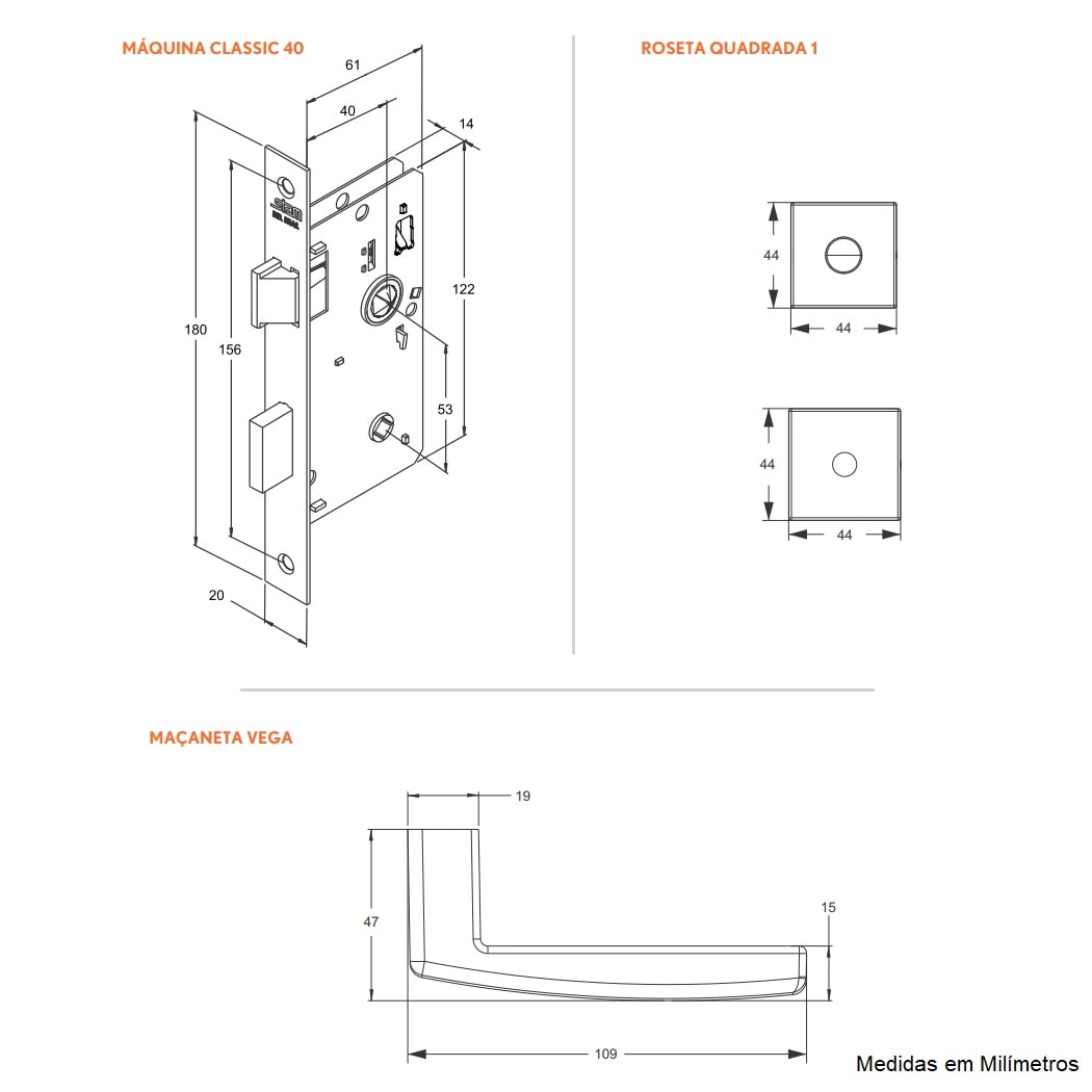 Fechadura de Porta para Banheiro Stam Vega 40mm Inox Polido - 38244