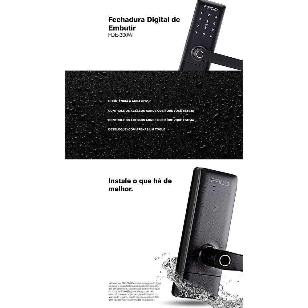 Fechadura Digital Biométrica Pado FDE-300W