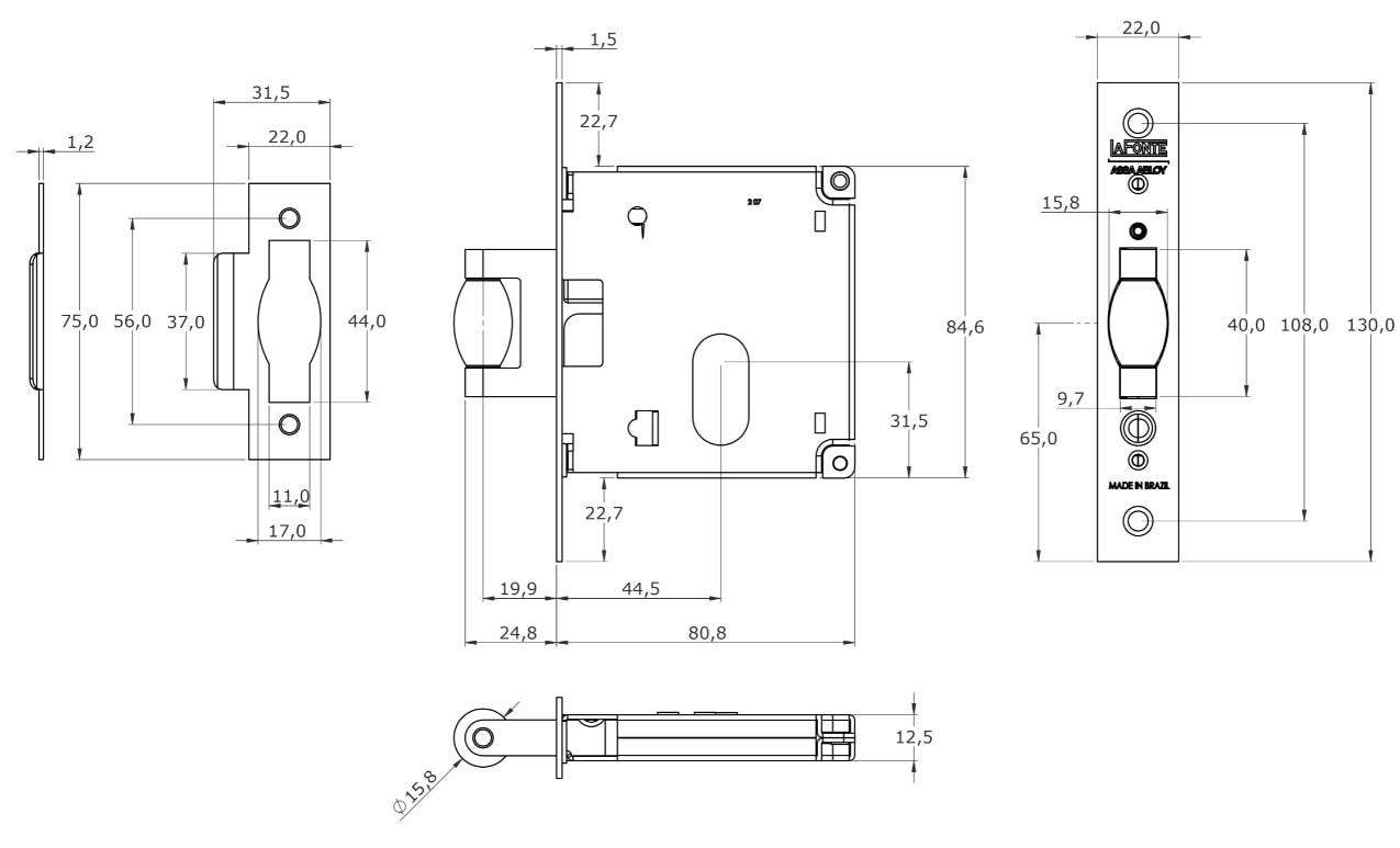 Fechadura para Porta 378 Externa Cromado 13026 - La Fonte