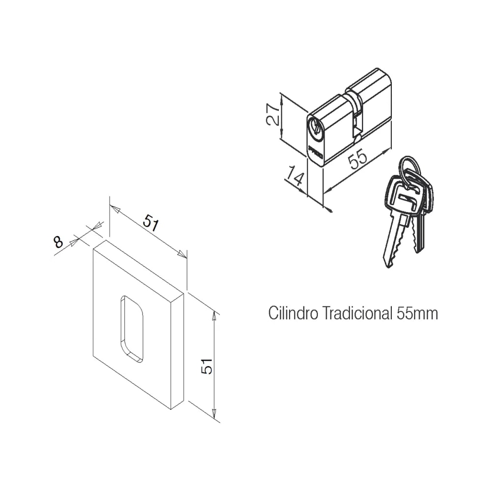 Fechadura Rolete Externa Pado Cromada 453-40RE - 54021146