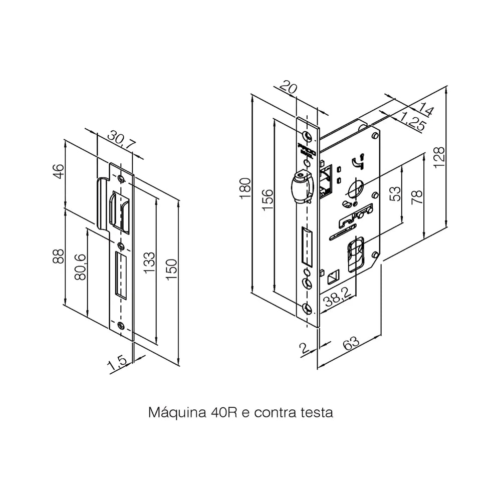 Fechadura Rolete Externa Pado Cromada 453-40RE - 54021146
