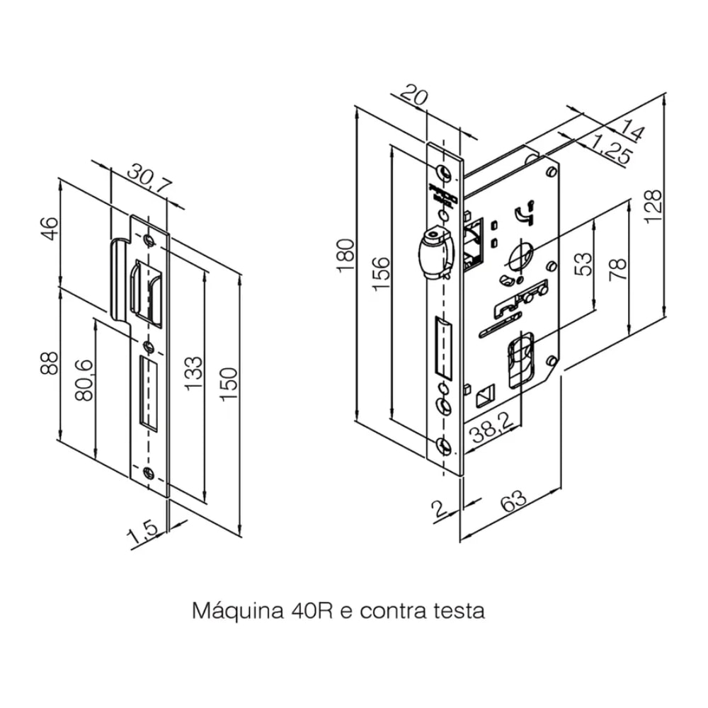 Fechadura Rolete Externa Pado Cromada Acetinada 453-40RE - 54021158