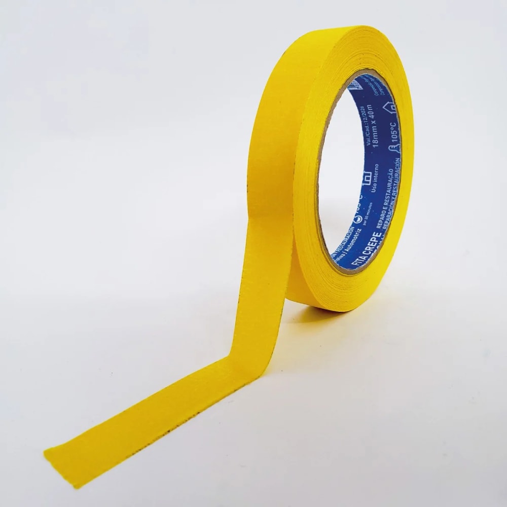 Fita Crepe Automotiva Norton Reparo e Restauração 18mmX40M Amarela - 66261164298