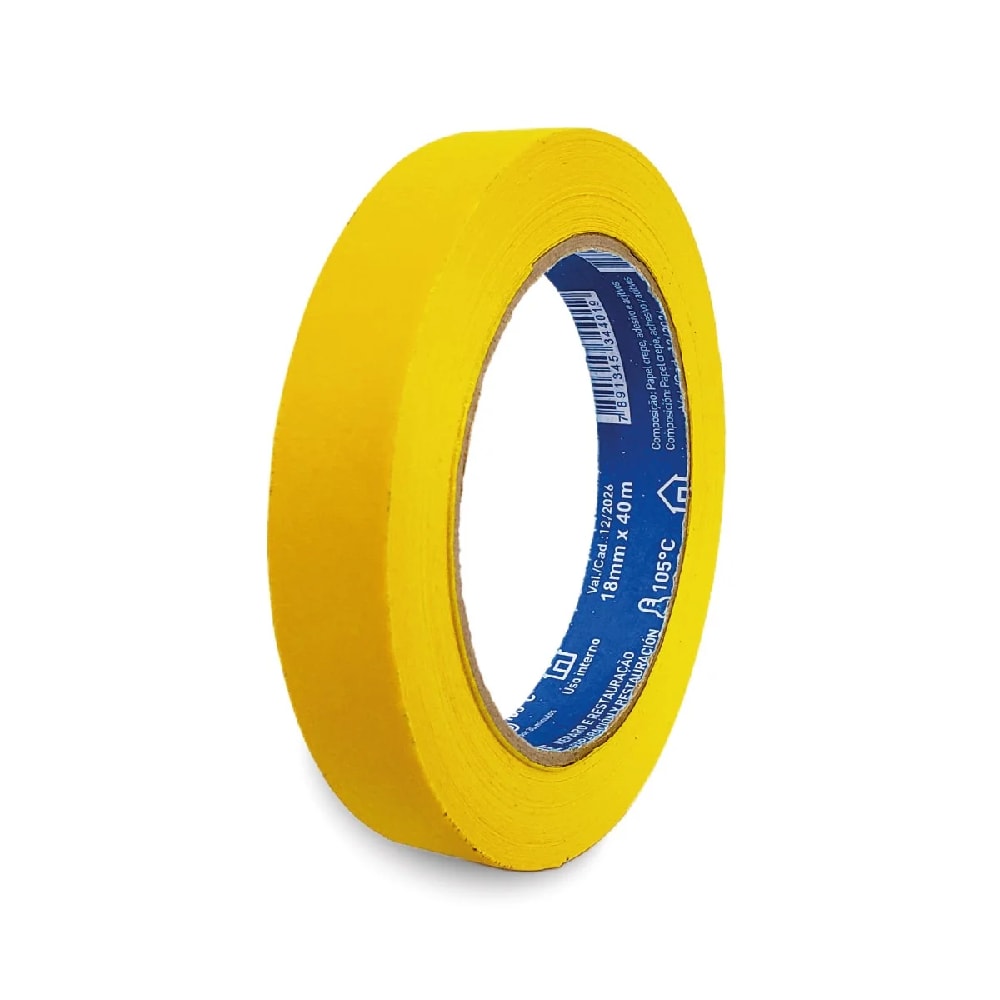 Fita Crepe Automotiva Norton Reparo e Restauração 18mmX40M Amarela - 66261164298