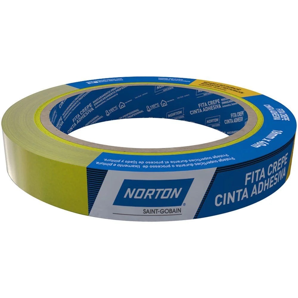 Fita Crepe Automotiva Norton Reparo e Restauração 18mmX40M Amarela - 66261164298