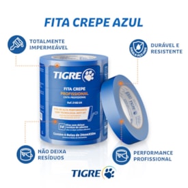 Fita Crepe Tigre 24mmx50m Azul - 62182024