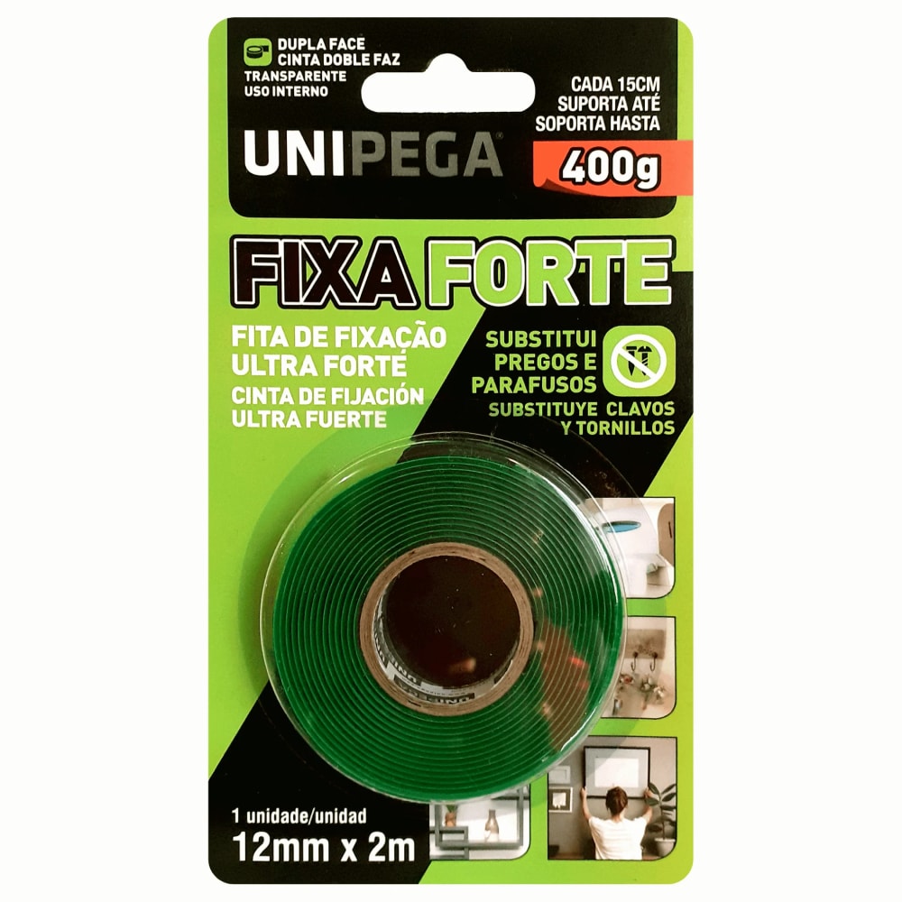 Fita Dupla Face Unipega Fixa Forte 12mmx2m - 05350004