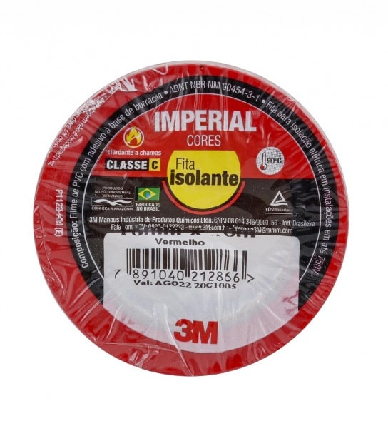 Fita Isolante 3M Imperial Slim 18mmx10m Vermelho