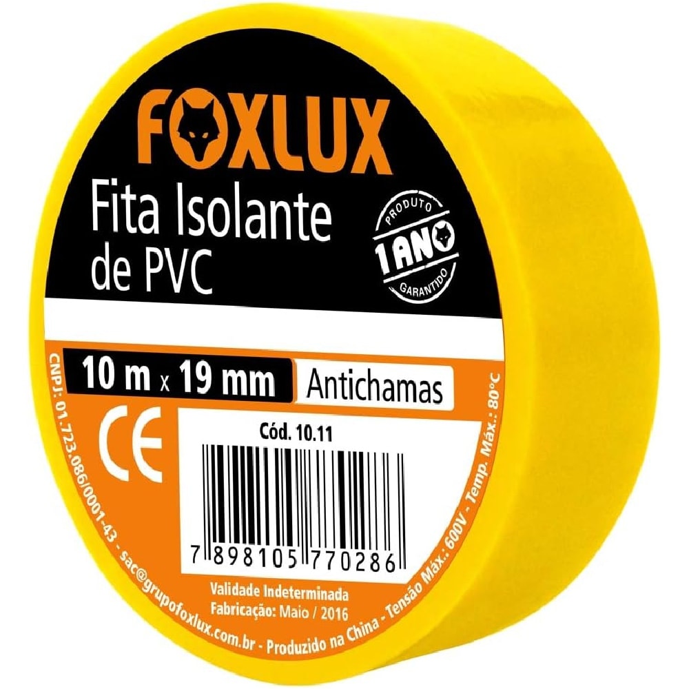 Fita Isolante Foxlux 10m Amarela