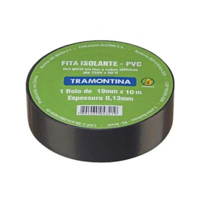 Fita Isolante Preta 10 Metros 19mm X 0,13mm Tramontina - 57541010