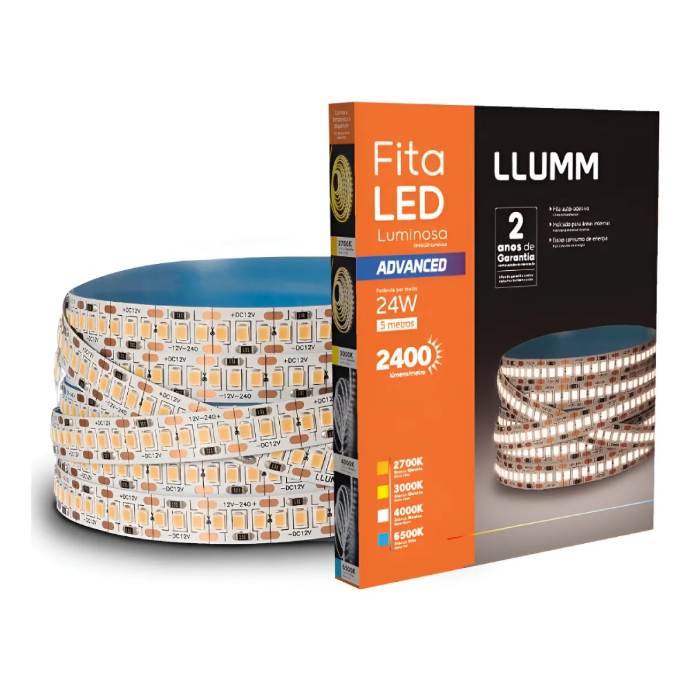 Fita LED LLUMM IP20 5 Metros 12V 4000K - 41738