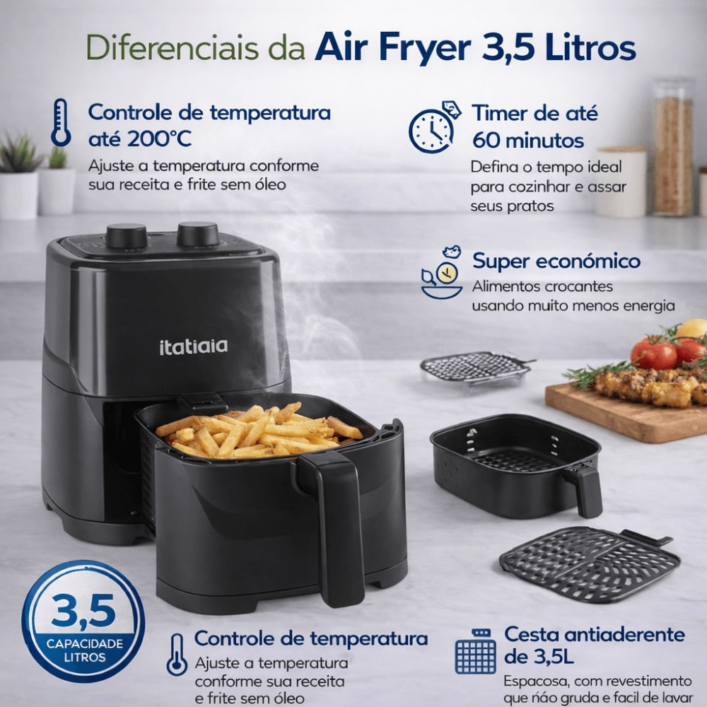 Fritadeira Air Fryer Itatiaia 3,5 Litros 127V - AFITA1035A