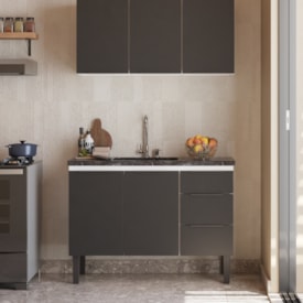 Gabinete de Cozinha em Aço 120cm Cozimax Jupiter Preto - 101710