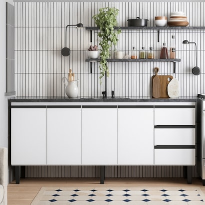 Gabinete de Cozinha em Aço 180cm Cozimax Netuno Branco - 102955