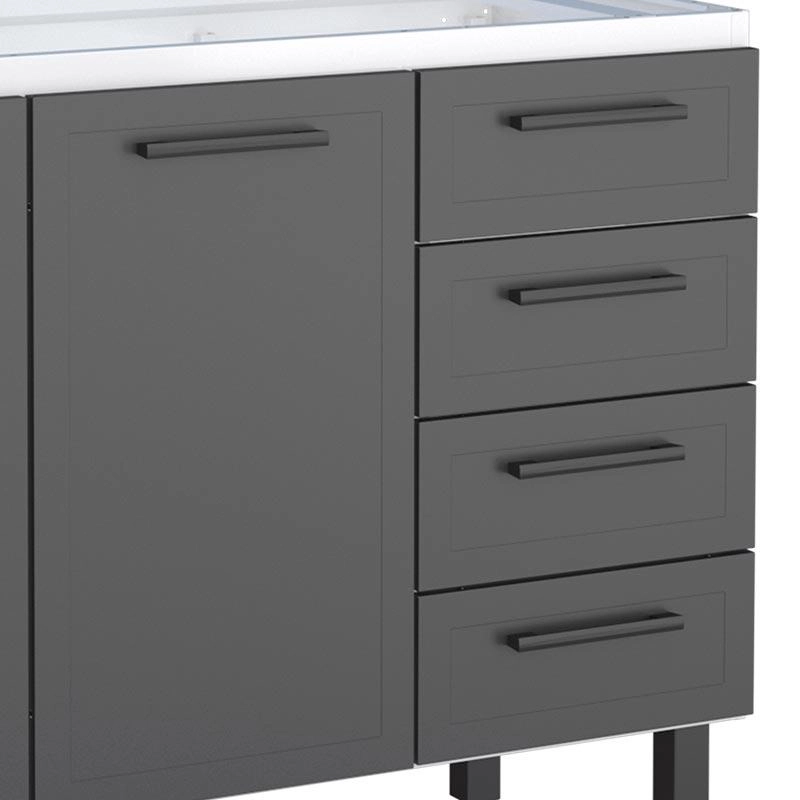 Gabinete de Cozinha em Aço 4 Portas 4 Gavetas Cozimax Apolo Flat 180cm Branco e Preto - 89596