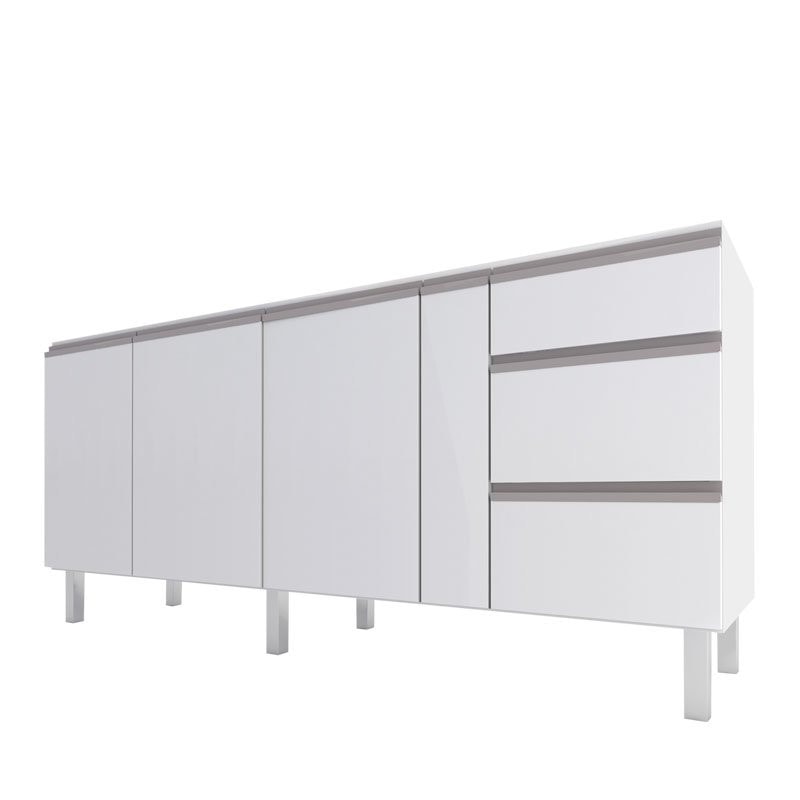 Gabinete de Cozinha em Aço Cozimax Gaia Flat 3 Portas 3 Gavetas 200cm Branco - 87604