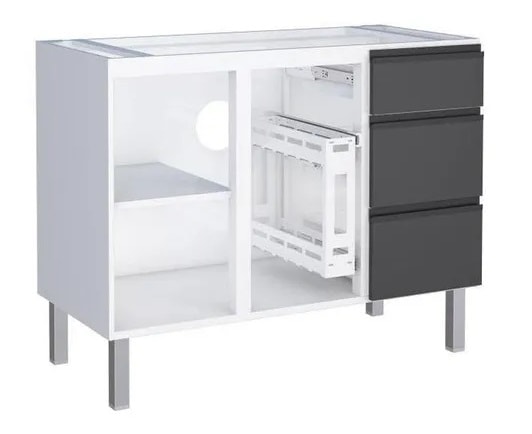 Gabinete de Cozinha em Aço para pia 120cm Cozimax Gaia Flat Preto - 101245