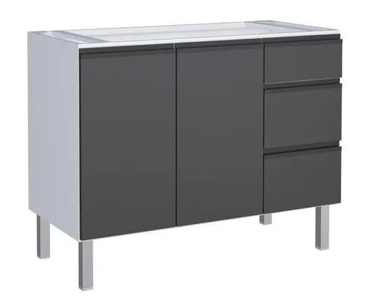 Gabinete de Cozinha em Aço para pia 120cm Cozimax Gaia Flat Preto - 101245