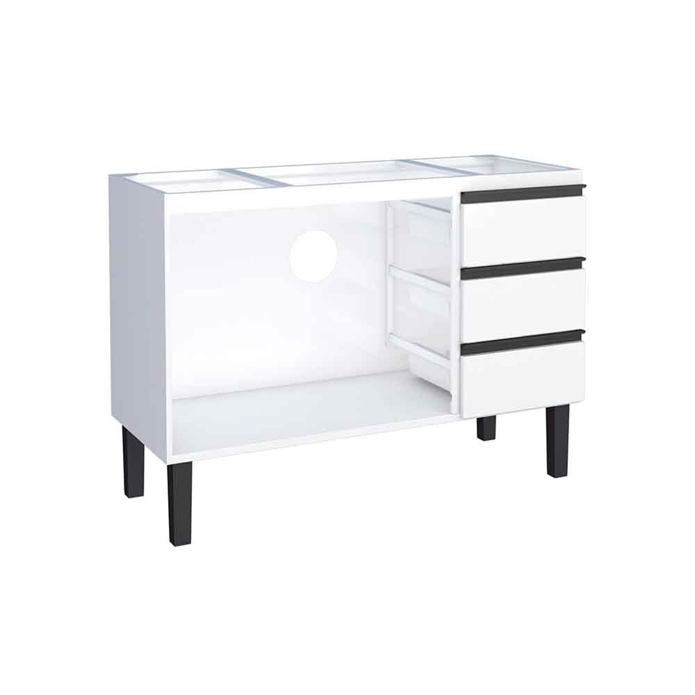 Gabinete de Cozinha em Aço para Pia 120cm Cozimax Netuno Branco