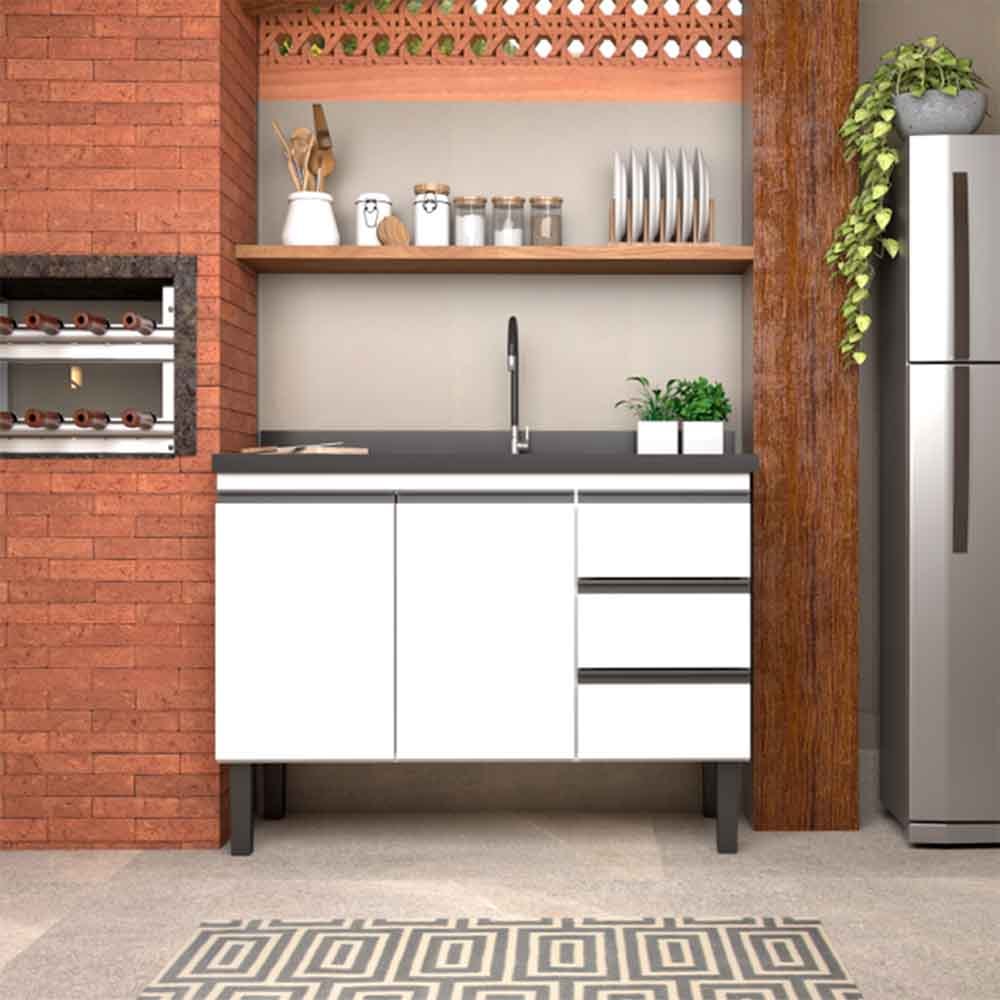 Gabinete de Cozinha em Aço para Pia 120cm Cozimax Netuno Branco