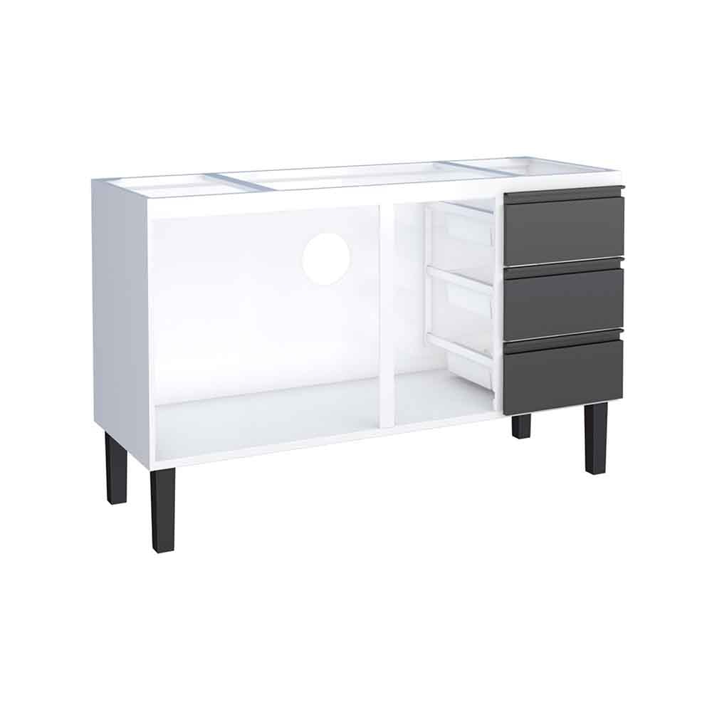 Gabinete de Cozinha em Aço para Pia 120cm Cozimax Netuno Preto