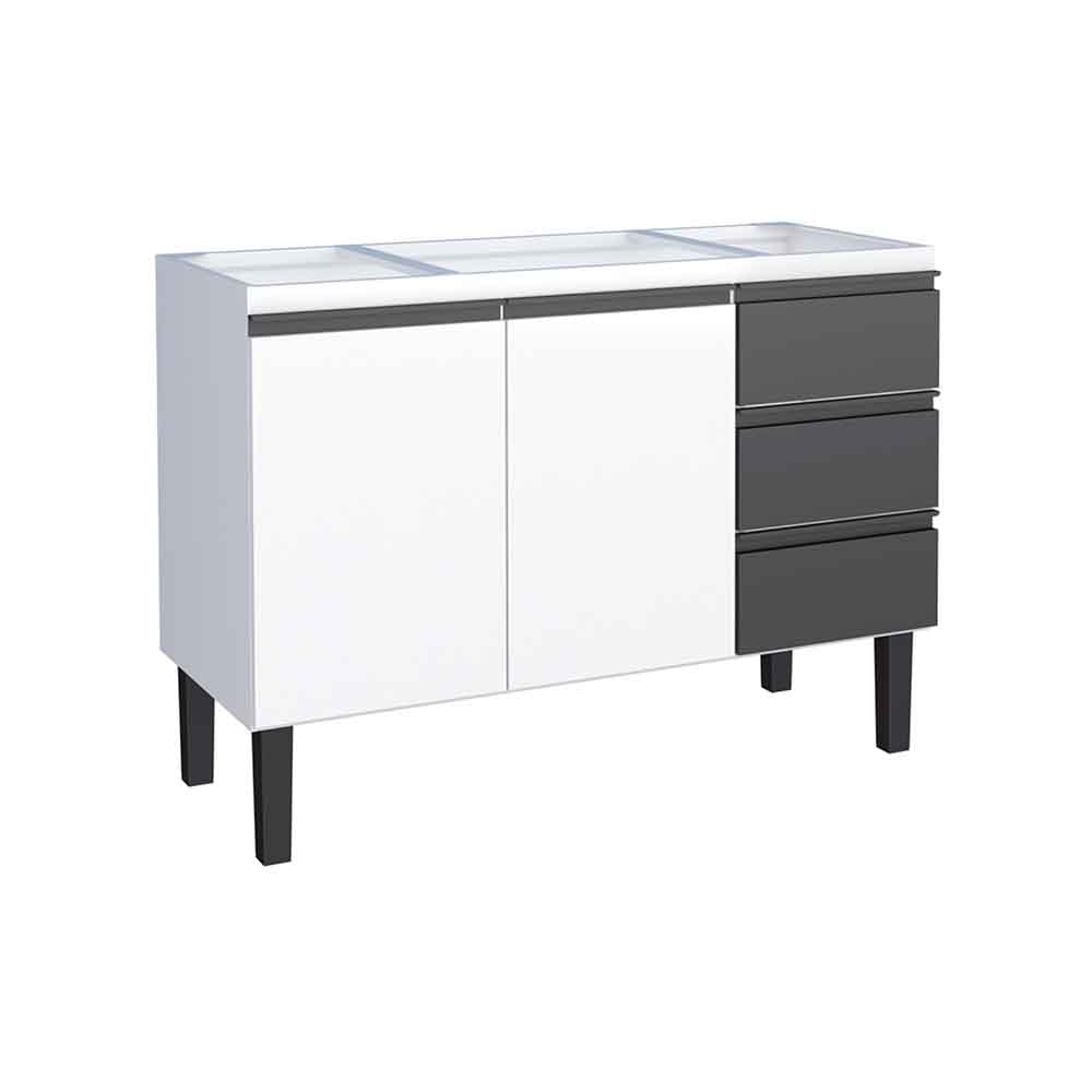 Gabinete de Cozinha em Aço para Pia 120cm Cozimax Netuno Preto