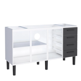 Gabinete de Cozinha em Aço para pia 150cm Cozimax Apolo Flat Branco e Preto - 89592