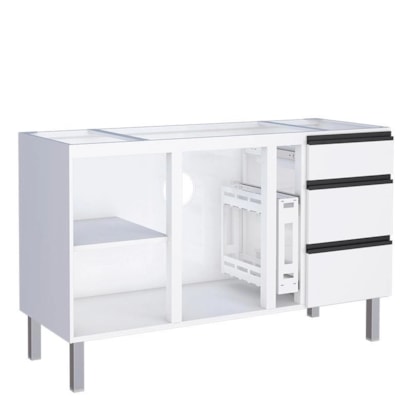 Gabinete de Cozinha em Aço para pia 150cm Cozimax Gaia Flat Branco - 101302