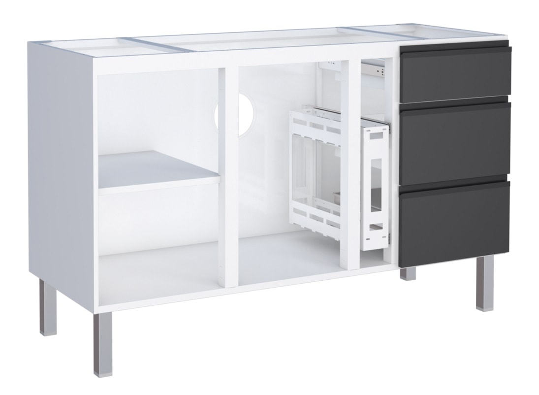 Gabinete de Cozinha em Aço para pia 150cm Cozimax Gaia Flat Preto - 101247