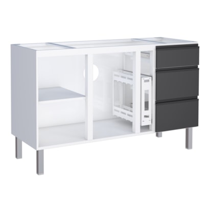 Gabinete de Cozinha em Aço para pia 150cm Cozimax Gaia Flat Preto - 101247