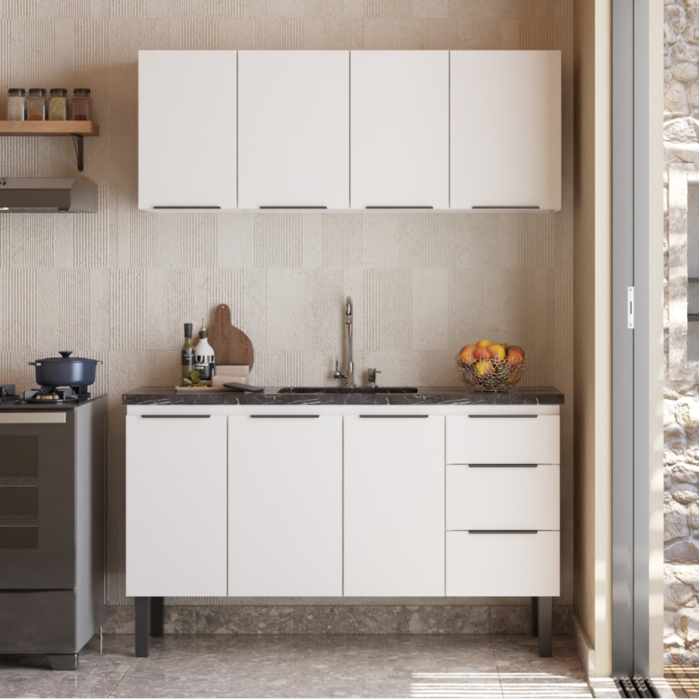 Gabinete de Cozinha em Aço Para Pia 150cm Cozimax Júpiter Branco - 105094