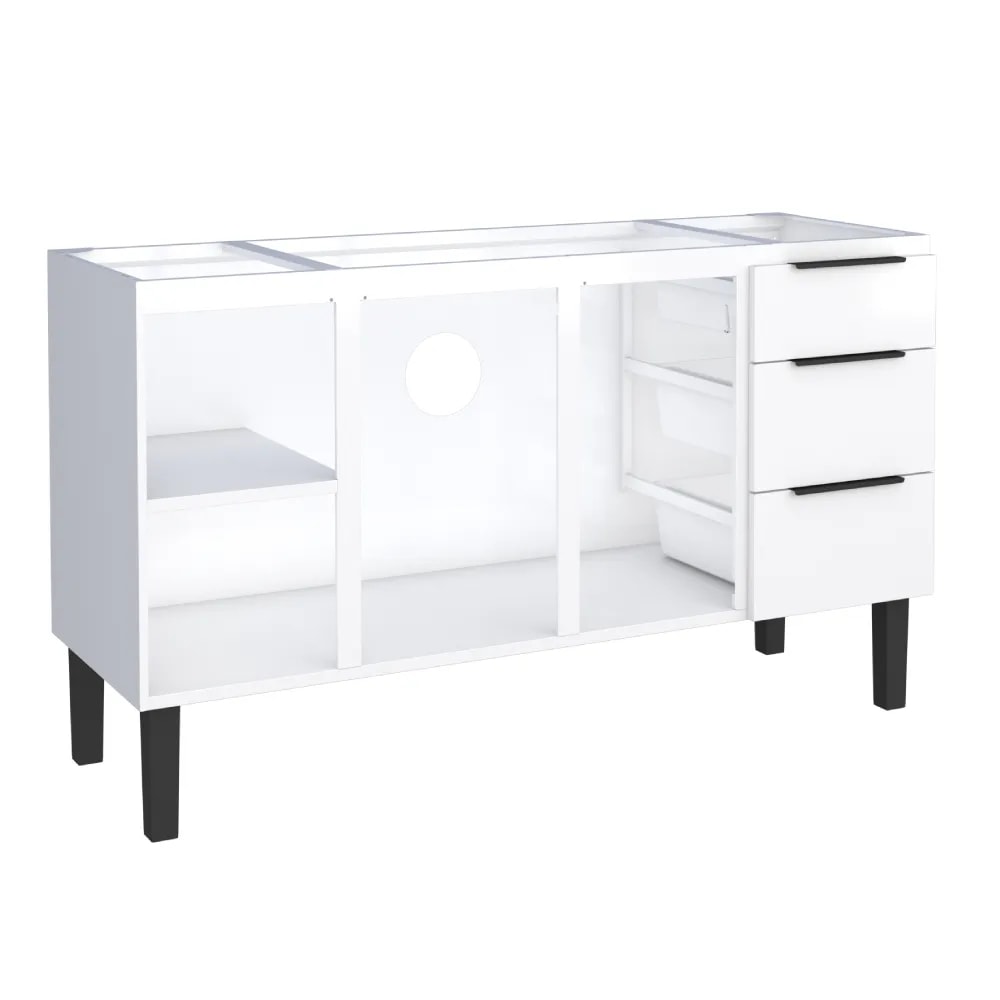 Gabinete de Cozinha em Aço Para Pia 150cm Cozimax Júpiter Branco - 105094