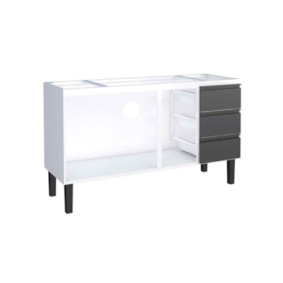 Gabinete de Cozinha em Aço para Pia 150cm Cozimax Netuno Preto